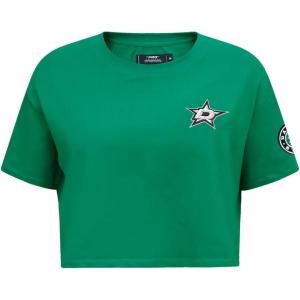 Womens NHL Classic Chenille Cotton Short Sleeve Boxy Tee(Green)