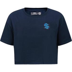 Womens NHL Classic Chenille Cotton Short Sleeve Boxy Tee(Midnight Navy)
