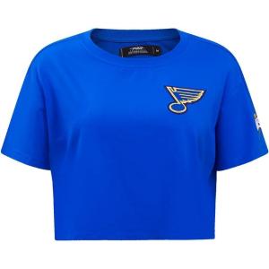 Womens NHL Classic Chenille Cotton Short Sleeve Boxy Tee(Royal Blue)