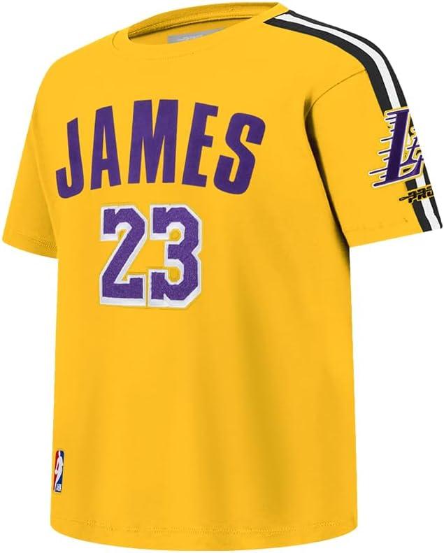 image:imagePro Standard Big Boys NBA Los Angeles Lakers Lebron James 23 Classic Player Short Sleeve Taping Tee YellowBlack XL