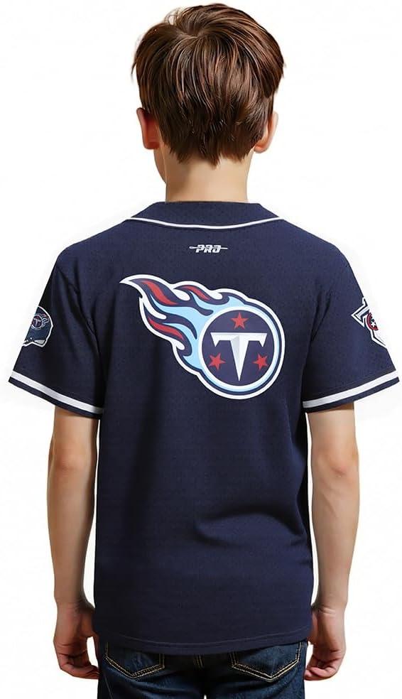image:imagePro Standard Big Boys NFL Tennessee Titans Mesh Button Down Mesh Top Midnight Navy S