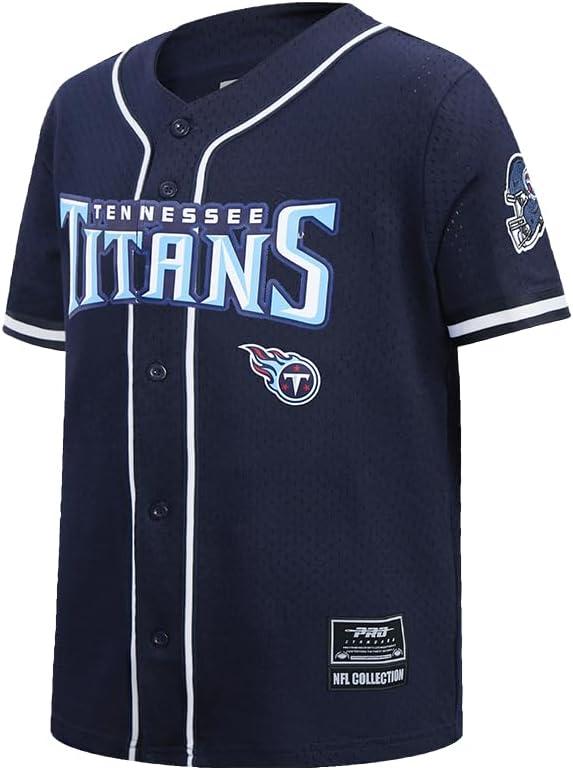 image:imagePro Standard Big Boys NFL Tennessee Titans Mesh Button Down Mesh Top Midnight Navy S