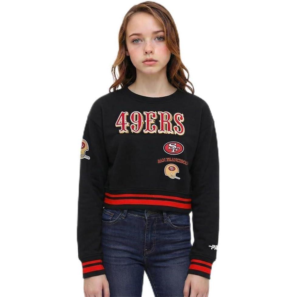 image:imagePro Standard Big Girls NFL Retro Classics Crewneck SweatshirtBlackRedBlack