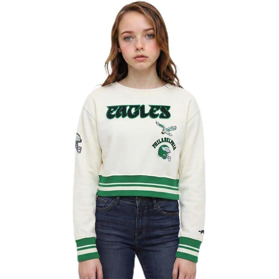image:imagePro Standard Big Girls NFL Retro Classics Crewneck SweatshirtEggshell Kelly Green