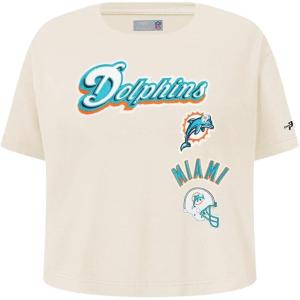 Pro Standard Big Girls NFL Miami Dolphins Retro Classics Short Sleeve Boxy Tee Eggshell XL