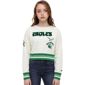 Pro Standard Big Girls NFL Retro Classics Crewneck Sweatshirt(Eggshell/ Kelly Green)
