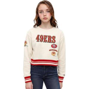 Pro Standard Big Girls NFL Retro Classics Crewneck Sweatshirt(Eggshell/ Red)