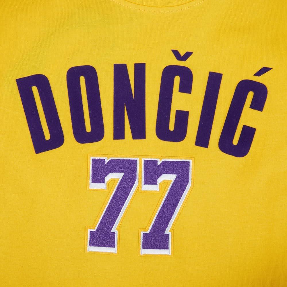 image:imagePro Standard Big Boys NBA Los Angeles Lakers Luka Doncic 77 Classic Player Short Sleeve Taping Tee YellowBlack M