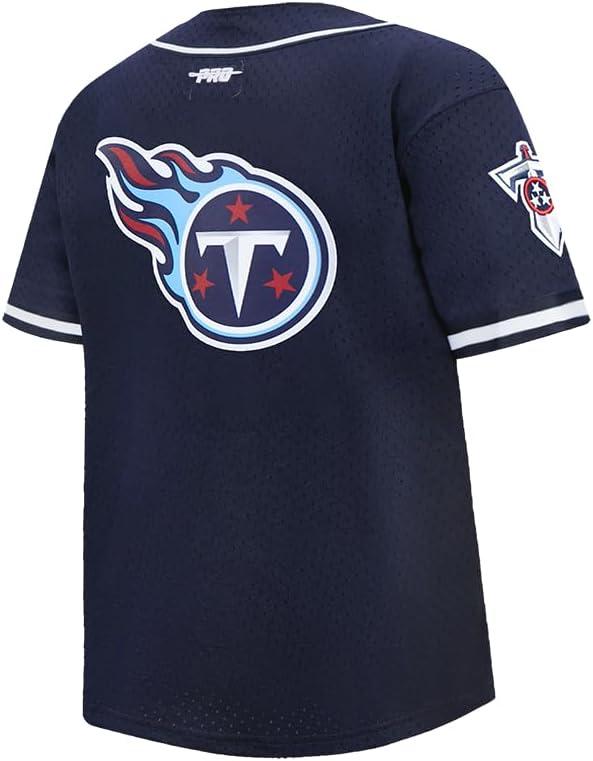 image:imagePro Standard Big Boys NFL Tennessee Titans Mesh Button Down Mesh Top Midnight Navy XL