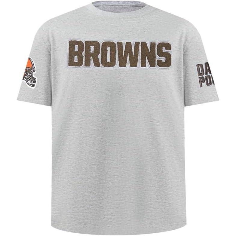 image:imagePro Standard Big Boys NFL Cleveland Browns Classic Chenille Short Sleeve Tee Heather Grey S