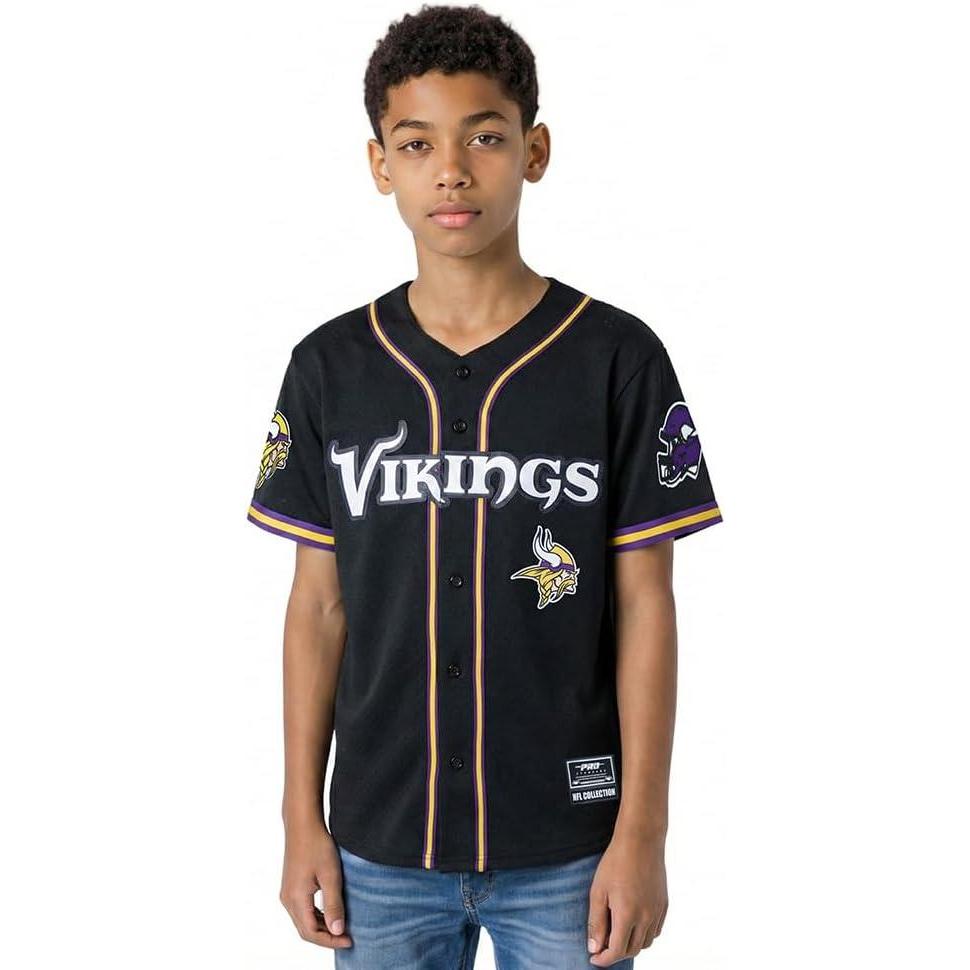 image:imagePro Standard Big Boys NFL Minnesota Vikings Mesh Button Down Mesh Top BlackPurple L