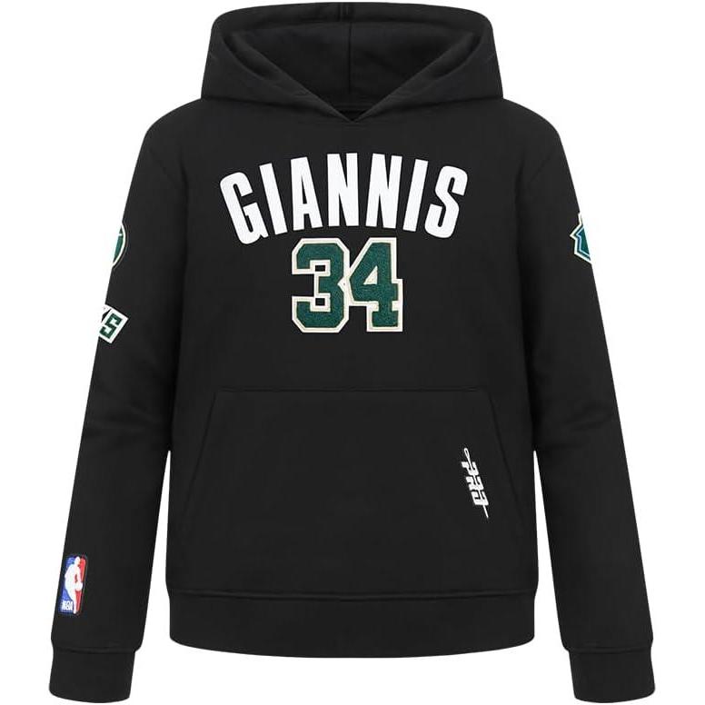 image:imagePro Standard Boys Big NBA Milwaukee Bucks Classic Player Fleece Pull Over HoodieBlack