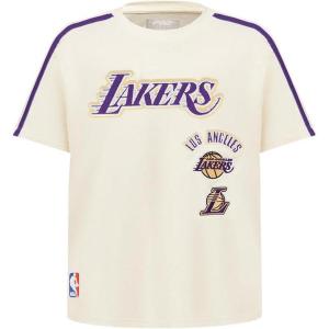 Pro Standard Big Boys NBA Los Angeles Lakers Retro Classics Short Sleeve Taping Tee Eggshell/Purple XL