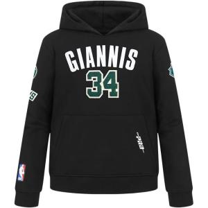 Pro Standard Boys’ Big NBA Milwaukee Bucks Classic Player Fleece Pull Over Hoodie(Black)