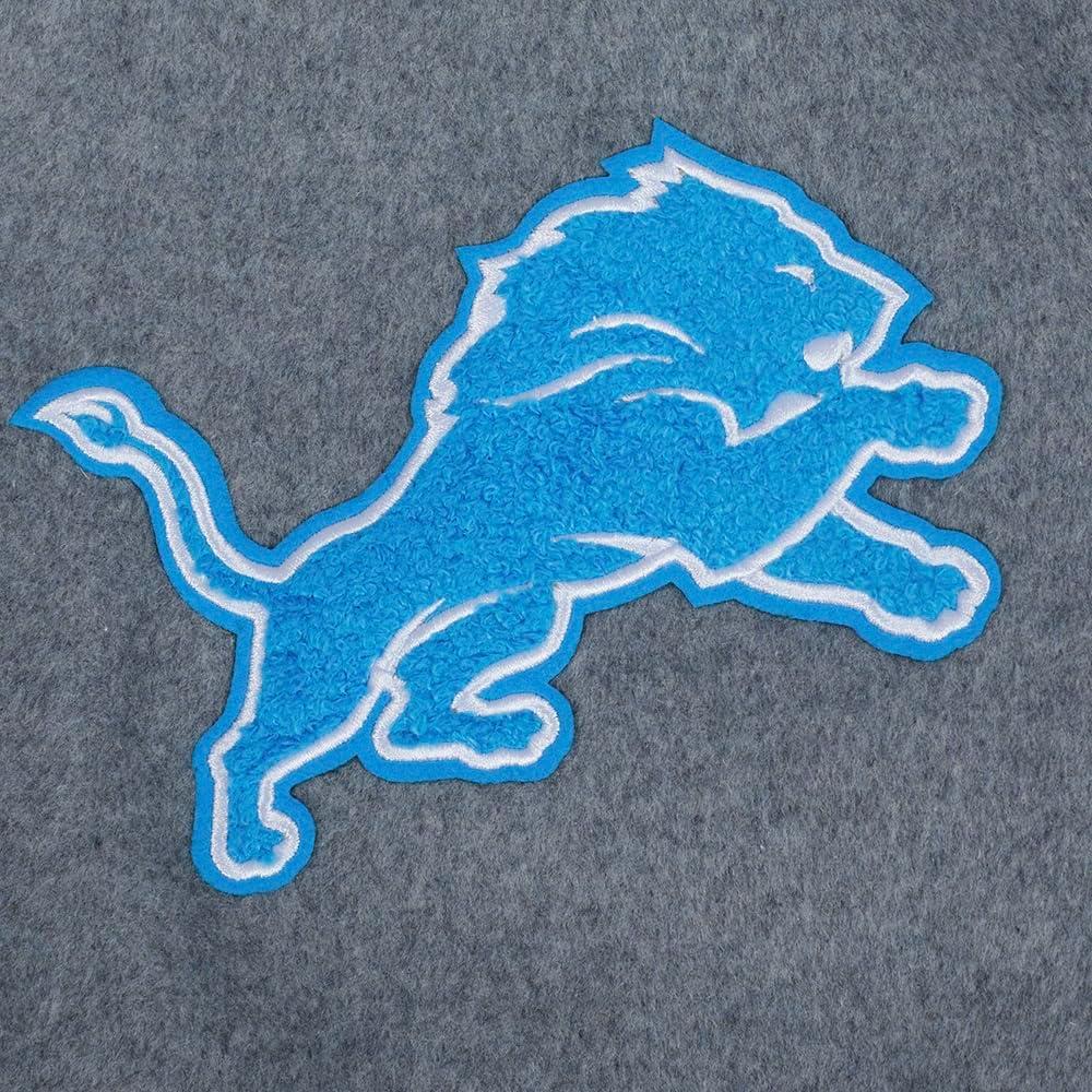 image:imageDetroit Lions Area Code Mens Rib Wool Varsity Jacket Heather GreyWhiteBlack by Pro StandardGrey