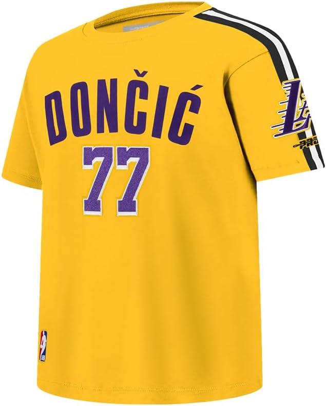 image:imagePro Standard Big Boys NBA Los Angeles Lakers Luka Doncic 77 Classic Player Short Sleeve Taping Tee YellowBlack S