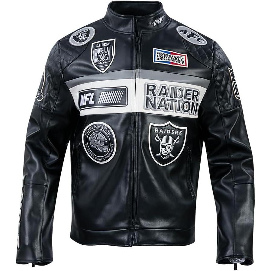 image:imageMens NFL Moto Leather JacketBlack