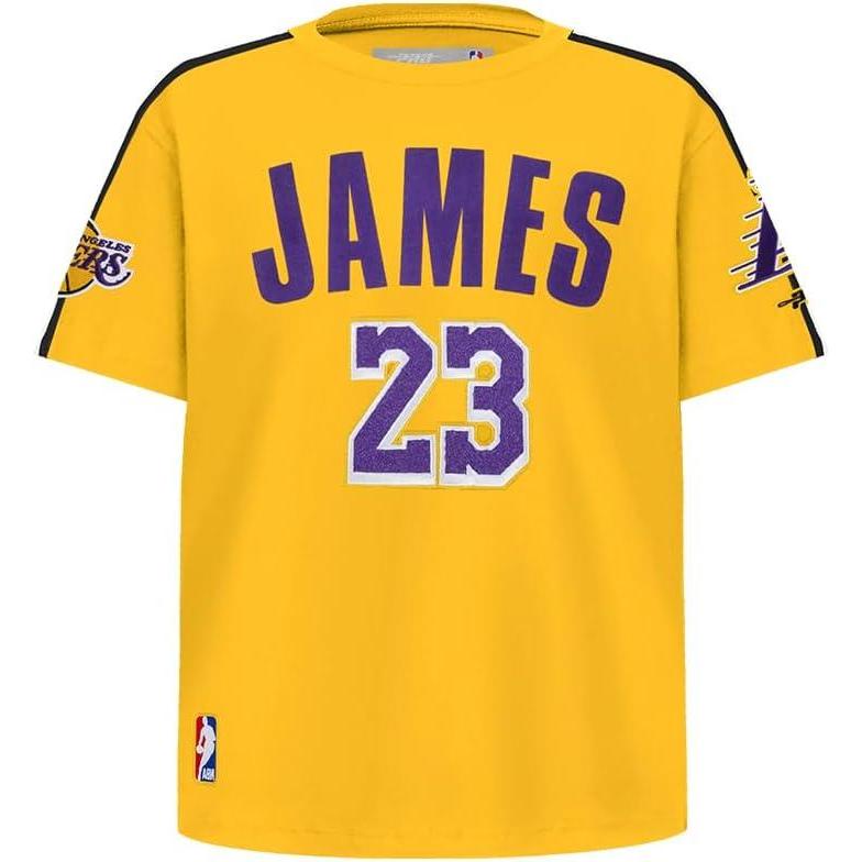 image:imagePro Standard Big Boys NBA Los Angeles Lakers Lebron James 23 Classic Player Short Sleeve Taping Tee YellowBlack S