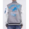 Detroit Lions Area Code Men’s Rib Wool Varsity Jacket (Heather Grey/White/Black) by Pro Standard(Grey)