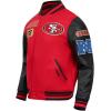 Detroit Lions Area Code Men’s Rib Wool Varsity Jacket (Heather Grey/White/Black) by Pro Standard(Red)