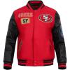 Detroit Lions Area Code Men’s Rib Wool Varsity Jacket (Heather Grey/White/Black) by Pro Standard(Red)