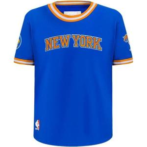 Big Boys NBA Classic Chenille Cotton Taping Tee(Royal Blue/Orange)