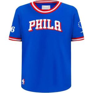 Big Boys NBA Classic Chenille Cotton Taping Tee(Royal Blue/Red)