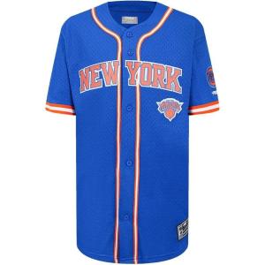 Big Boys NBA Mesh Button Down Top(Royal Blue/Orange)
