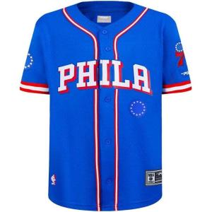 Big Boys NBA Mesh Button Down Top(Royal Blue/Red)