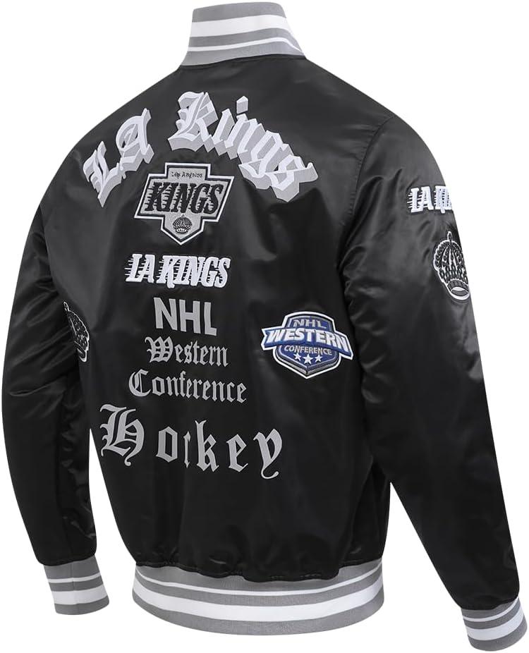 image:imagePro Standard Mens NHL Old English Satin JacketBlackGray