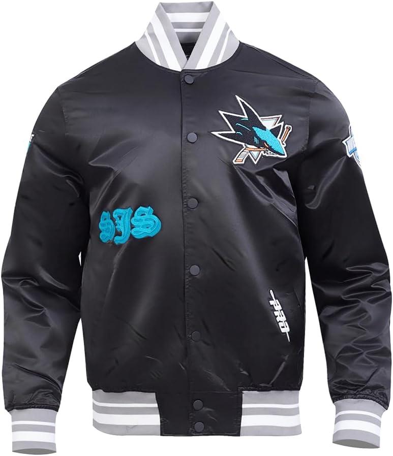 image:imagePro Standard Mens NHL Old English Satin JacketBlackGray