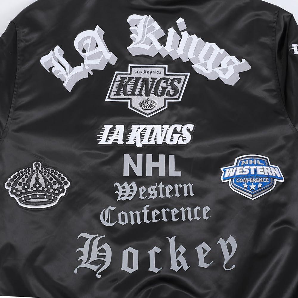 image:imagePro Standard Mens NHL Old English Satin JacketBlackGray