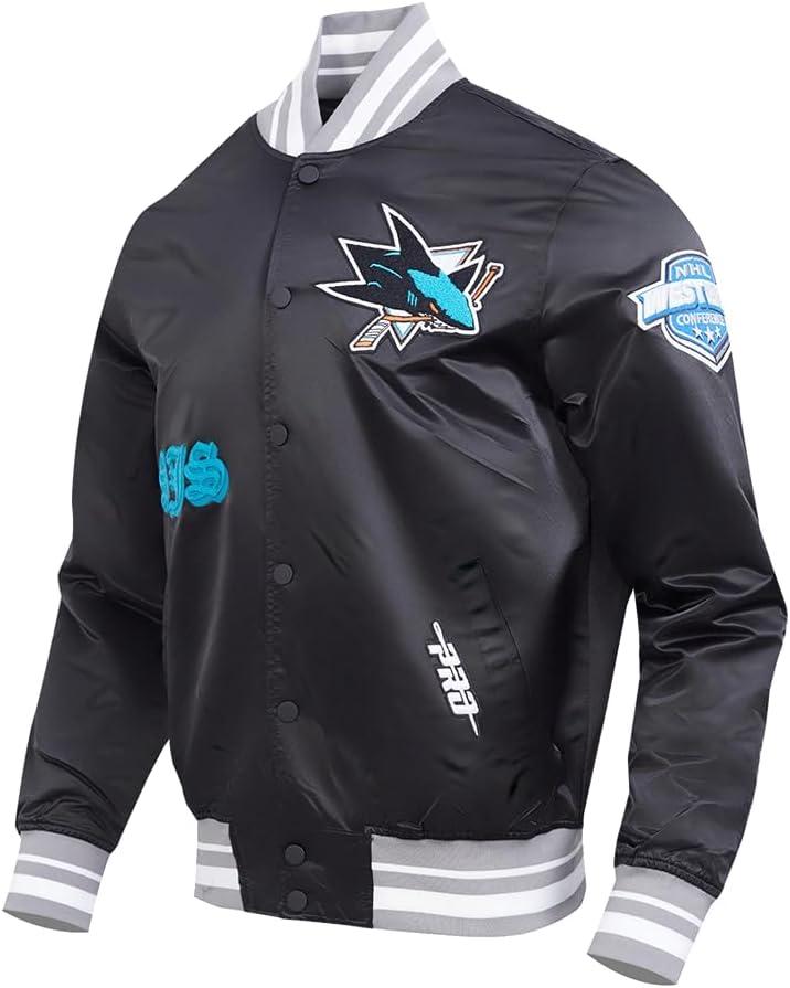 image:imagePro Standard Mens NHL Old English Satin JacketBlackGray