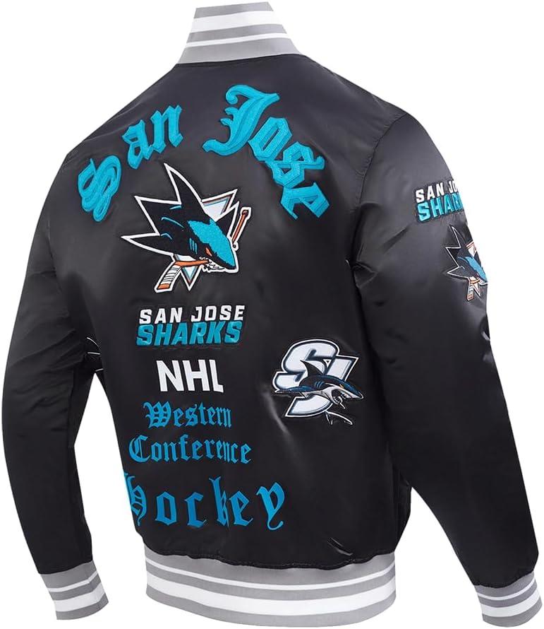 image:imagePro Standard Mens NHL Old English Satin JacketBlackGray