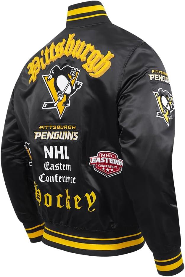 image:imagePro Standard Mens NHL Old English Satin JacketBlackYellow