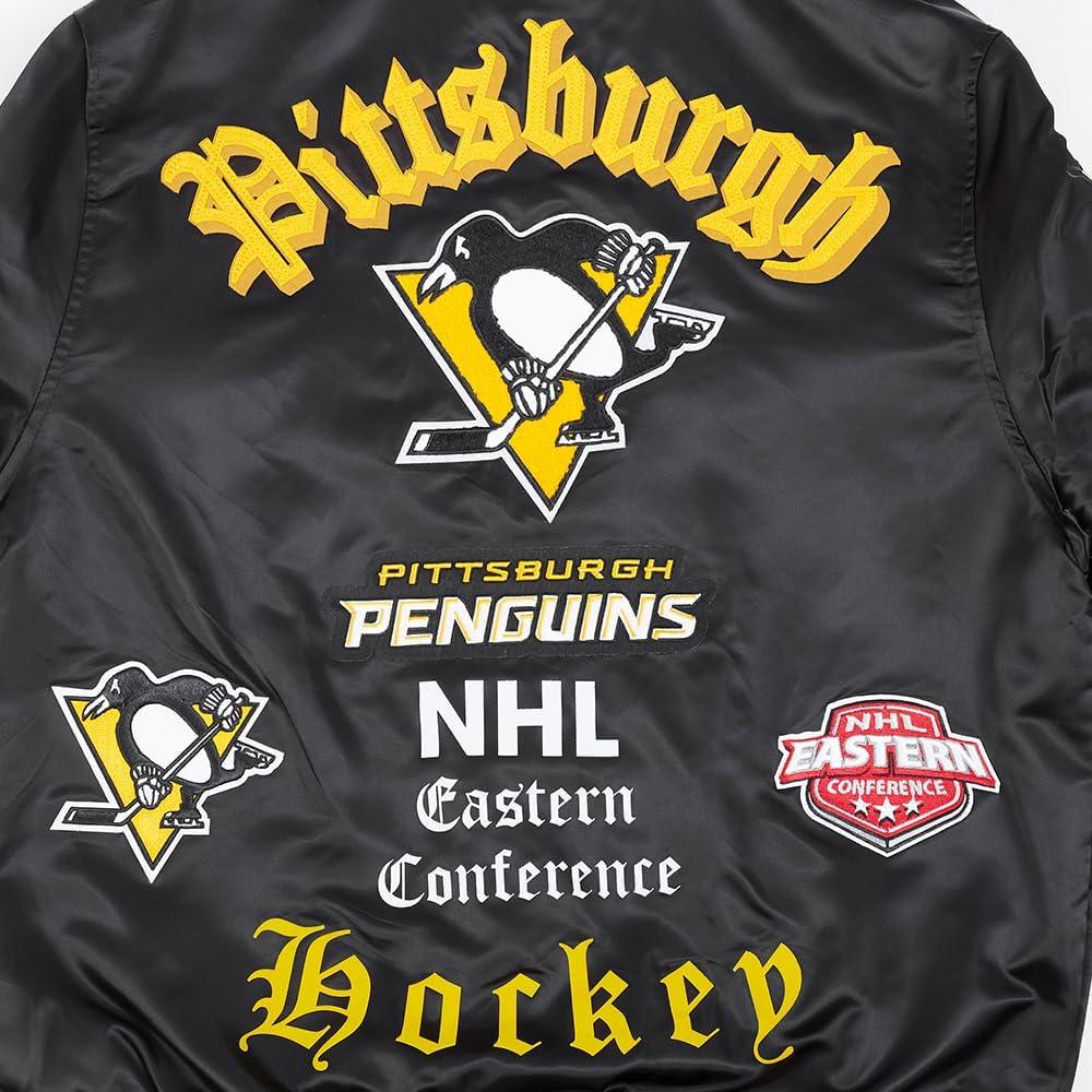 image:imagePro Standard Mens NHL Old English Satin JacketBlackYellow