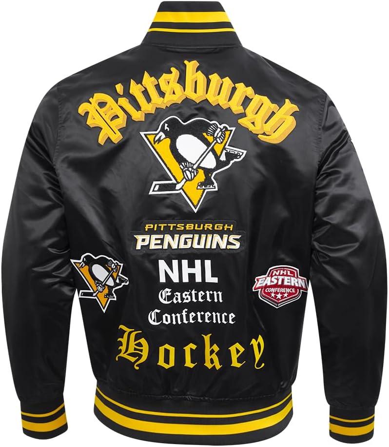 image:imagePro Standard Mens NHL Old English Satin JacketBlackYellow