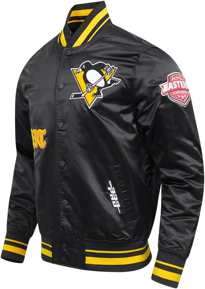 image:imagePro Standard Mens NHL Old English Satin JacketBlackYellow