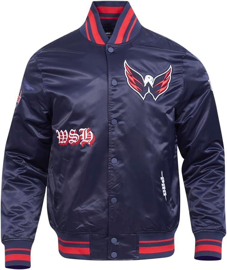 image:imagePro Standard Mens NHL Old English Satin JacketMidnight NavyRedMidnight Navy