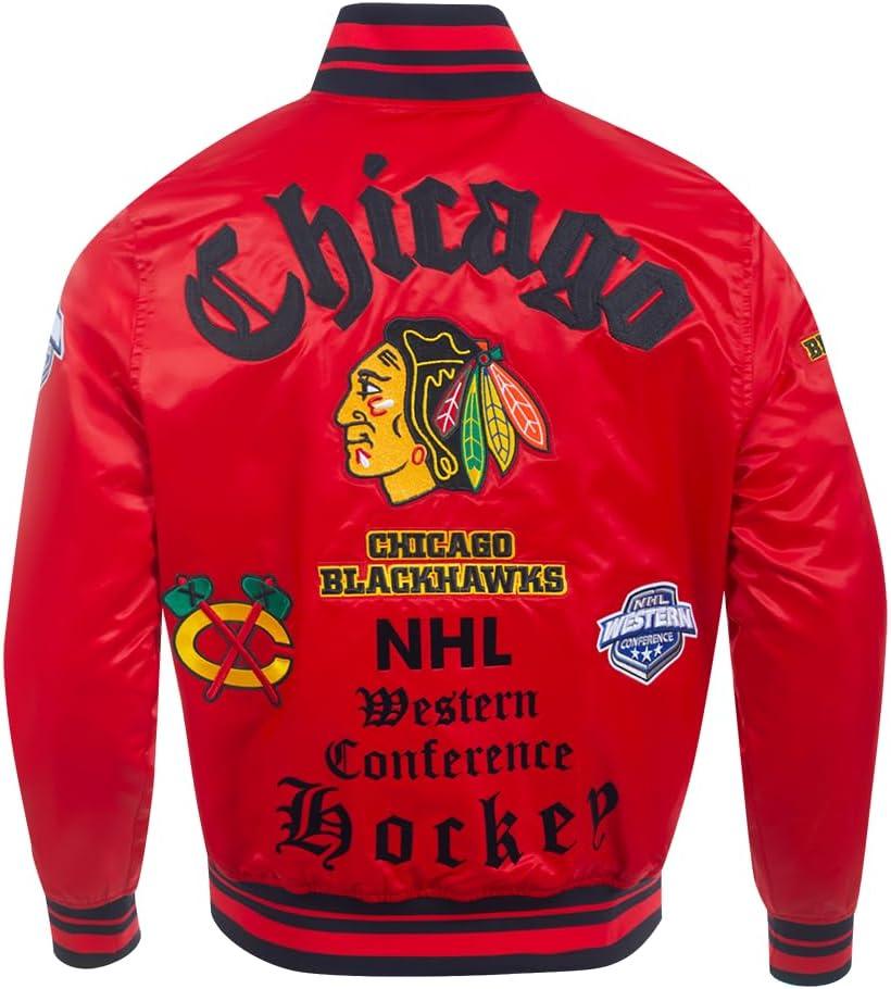 image:imagePro Standard Mens NHL Old English Satin JacketRedBlack