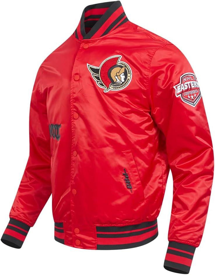 image:imagePro Standard Mens NHL Old English Satin JacketRedBlack