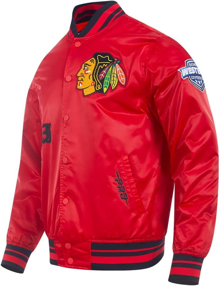 image:imagePro Standard Mens NHL Old English Satin JacketRedBlack