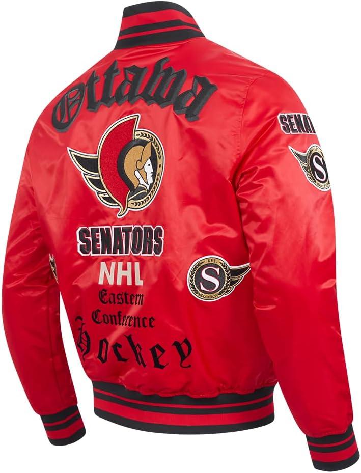 image:imagePro Standard Mens NHL Old English Satin JacketRedBlack