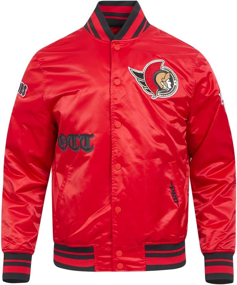 image:imagePro Standard Mens NHL Old English Satin JacketRedBlack