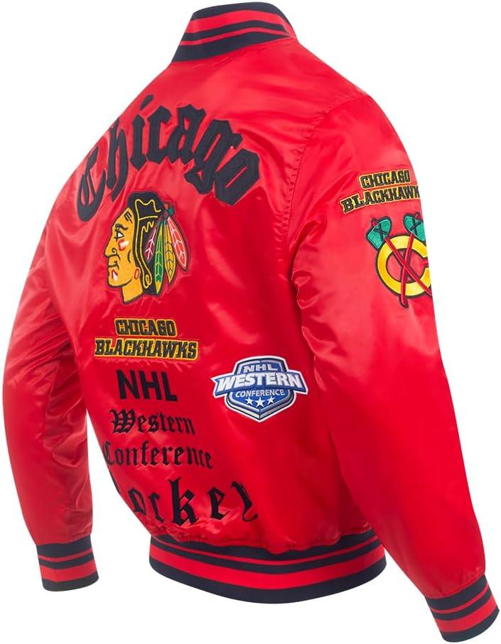 image:imagePro Standard Mens NHL Old English Satin JacketRedBlack