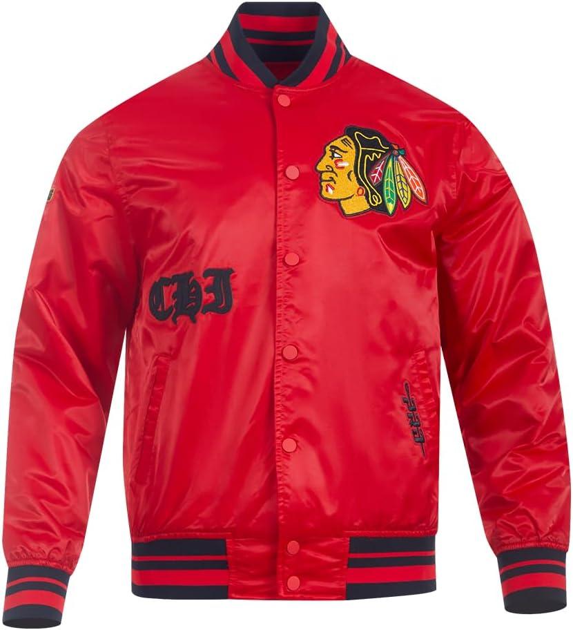 image:imagePro Standard Mens NHL Old English Satin JacketRedBlack