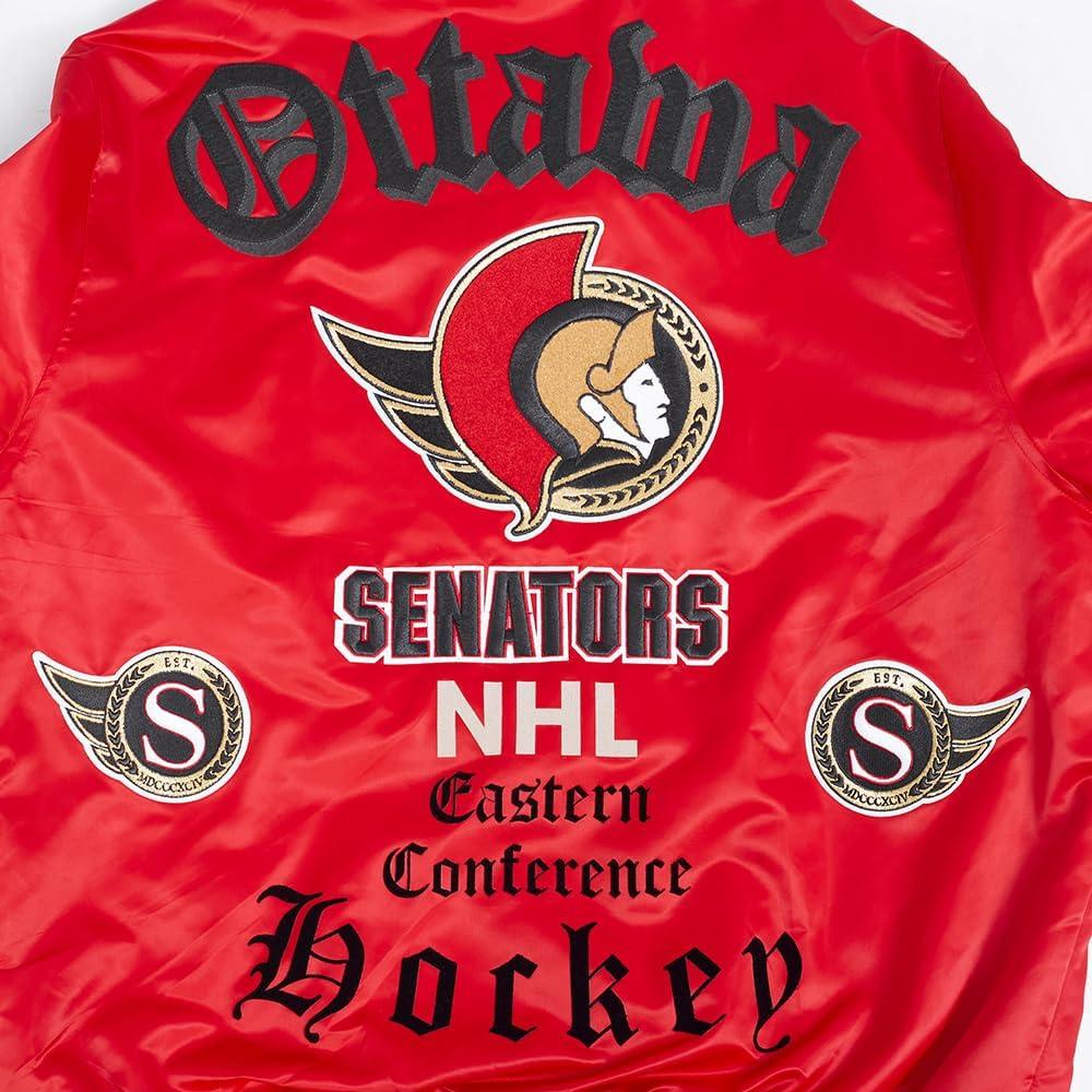 image:imagePro Standard Mens NHL Old English Satin JacketRedBlack