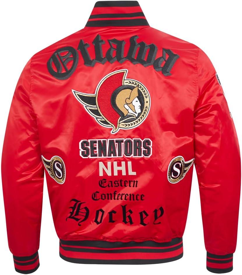 image:imagePro Standard Mens NHL Old English Satin JacketRedBlack