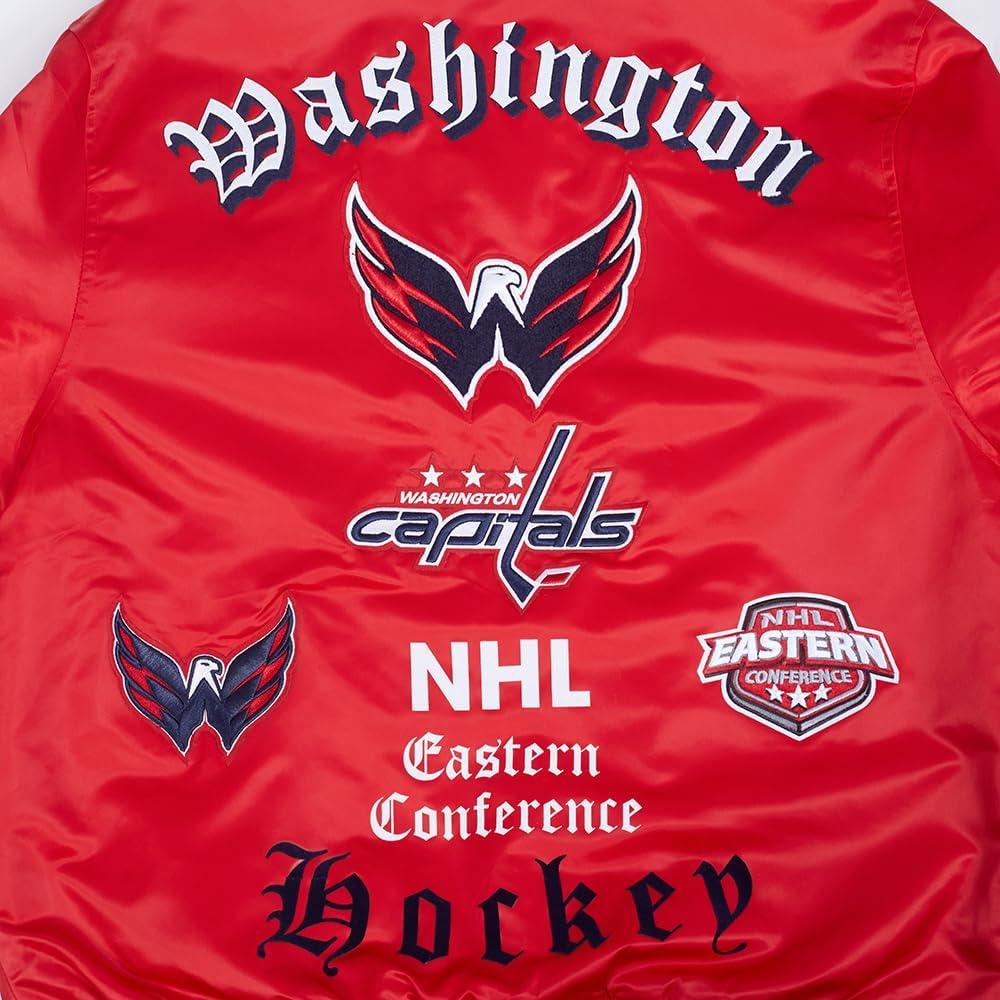 image:imagePro Standard Mens NHL Old English Satin JacketRedMidnight NavyRed