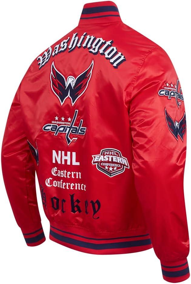 image:imagePro Standard Mens NHL Old English Satin JacketRedMidnight NavyRed